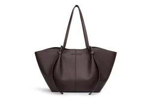 Donkerbruine Litchi nerfleer shopper tas, grote capaciteit forens schouder handtas.