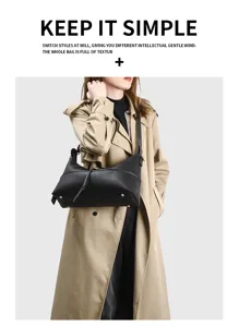 Elegante schwarze Hobo Schultertasche für Damen, große Umhängetasche für Alltag und Pendeln.