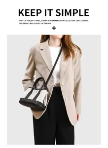 Piccola borsa a mano in tela color-block elegante borsa tote per donne borsa a spalla