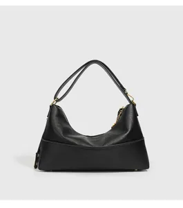 Schwarze Hobo Umhängetasche, große Kapazität, tägliche Handtasche, elegantes Halbmond-Design.