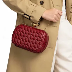 Luxus Handgefertigt Gewebt Leder Kette Umhängetasche Damen Mode Abend Pendler Clutch Schultertasche