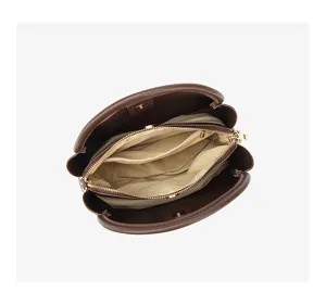Mujer marron retro bolso de hombro detalle interior gran capacidad casual bolso