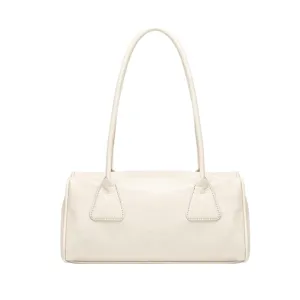 Minimalistische vintage gebroken witte schoudertas, grote en ruime chique dameshandtas.