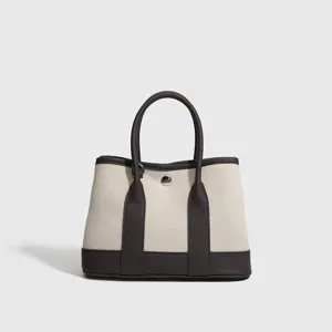 Piccola Borsa Tote in Tela a Blocco di Colore Donna Casual Minimalista Borsa a Mano Elegante Patchwork Spalla Tracolla Giornaliera