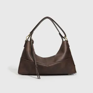 Braune Leder Hobo Schultertasche, große Kapazität Unterarmtasche für Pendeln und Reisen.
