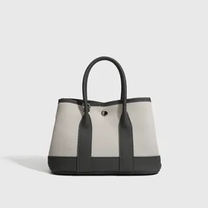 Piccola borsa tote in tela bicolore elegante borsa a mano casual da donna nuova moda 2025