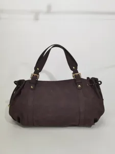 Brown women tote bag minimalist commuting shoulder bag fashion casual handbag with gold buckles