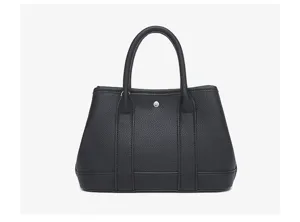Black leather tote bag women versatile handbag classic design daily shoulder shopper bag