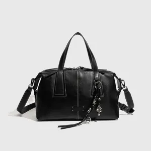 Bolso Boston Vintage de Cuero PU para Mujer Gran Capacidad Casual Color Sólido Asa Superior Bandolera Estilo Retro