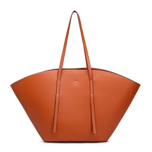 Bolso de hombro naranja grande para mujer, elegante bolso de mano con asas largas.