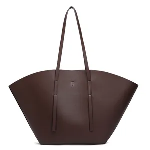 Mujeres Gran Capacidad Bolso Tote de Cuero PU Vintage Commuter Bolso de Hombro Color Sólido Plisado Bolso de Mano