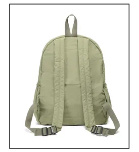 Backpack detail view showing adjustable shoulder straps and durable nylon material construction.