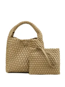 Sac cabas en cuir tressé fait main avec pochette, sac à main élégant pour femme.