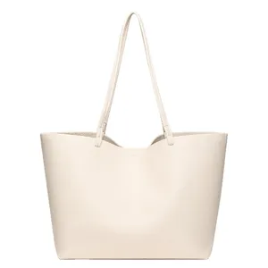Zachte PU Lederen Tote Tas voor Dames Grote Capaciteit Casual Schoudertas gebroken wit Hoofd