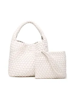 Ensemble de Sacs Cabas tressés en Cuir Élégant Sac Bandoulière Femme Tendance Chic