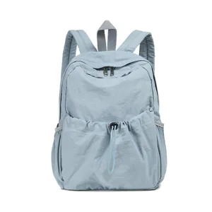 Korean Style Solid Color Nylon Backpack Large Capacity Casual Simple Student Daypack Lightweight
