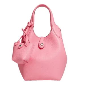 Rosa leder eimer handtasche mit mini tasche stilvolle minimalistische henkeltasche damen