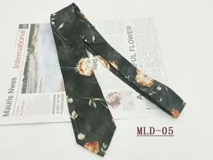Cravatta da uomo in cotone con stampa floreale, retro casual 8cm per eleganza quotidiana.