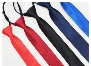 Corbata delgada para hombre con cremallera color sólido satén ropa formal detalle estilo
