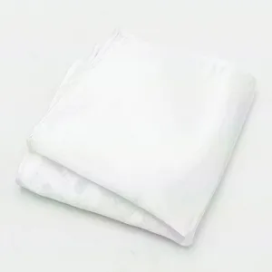 Effen witte pochet voor heren, glanzende polyester zijde zakdoek pak accessoire.