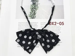 Korean style polka dot bow tie for women sailor suit JK collar flower accessory black.