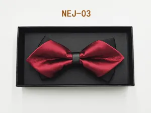 Men double layer bow tie red and black tuxedo gift box wedding groom formal wear accessory