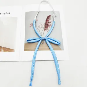 Ruban de cravate de col d'uniforme JK à pois bleus nœud pré-noué avec sangle élastique.