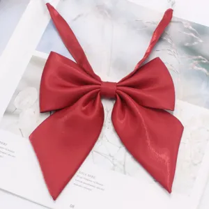 Korean style red glossy JK uniform bow tie, sharp wing student collar bow for women and girls.