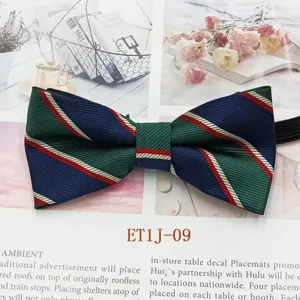 Nœud papillon classique pour enfants à rayures britanniques, double tissu élastique.