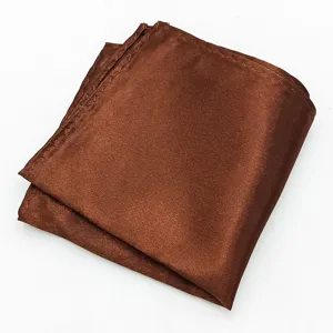 Heren effen glanzend polyester pochet formeel pak zakdoek accessoire klassiek bruin