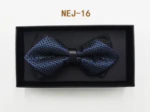 Mens blue black patterned bow tie gift box set for wedding formal wear suit accessories