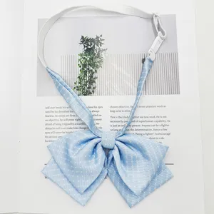 Light blue polka dot JK bow tie for women, sweet sailor uniform collar bow with strap.