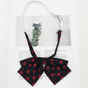 Korean style polka dot bow tie for women, black and red JK sailor uniform necktie accessory.