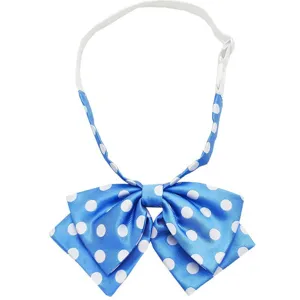 Korean style blue white polka dot bow tie, JK uniform sailor necktie for women and girls.