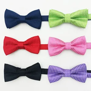 Children's Bow Tie Double Layer Polyester Silk Solid Color Polka Dot Bowtie Cute Kids Pet Neck Accessories Daily Party Wear