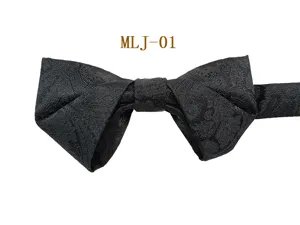 Classic black jacquard men's bow tie for wedding, formal business suit and groom apparel.