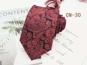 Classic red black paisley tie for men business formal wear 8cm jacquard woven necktie