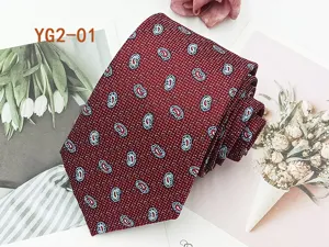 Mens classic burgundy paisley jacquard necktie for business casual wear and formal events.