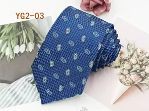 Classic premium blue paisley jacquard men necktie, elegant business casual suit tie detail.