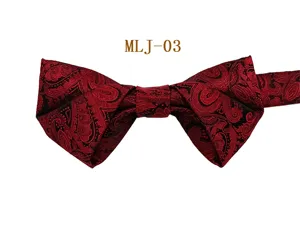 Men's formal red black paisley bow tie jacquard suit accessory wedding groom neckwear
