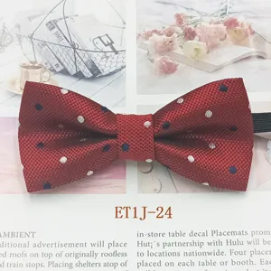Noeud papillon rouge a pois pour enfants, double couche style britannique pour garcons et filles.