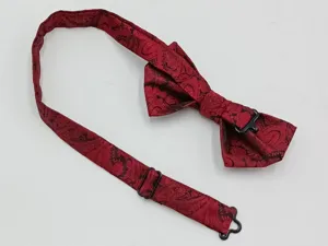Red paisley bow tie for men wedding formal business suit accessory jacquard fabric