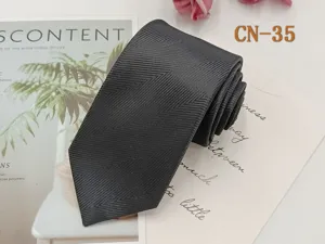 Classic black men's business necktie with chic woven chevron pattern, 8cm regular width.