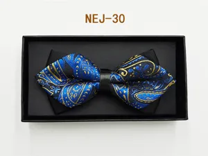 Men's Blue Paisley Bow Tie Elegant Wedding Groom Suit Formal Necktie Gift Boxed New