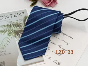Men's business zipper tie pre-tied easy pull striped necktie formal wear accessory