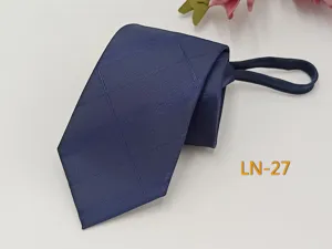 Men's dark blue jacquard striped zipper tie professional business necktie accessory