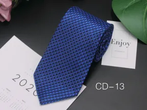 Men business necktie 8cm wide blue jacquard striped formal wear tie for office interview wedding suit accessories.