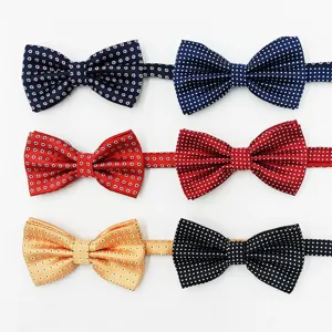 Men Polka Dot Bow Tie Classic Jacquard Polyester Groom Groomsman Formal Business Suit Necktie Wedding Party Accessories