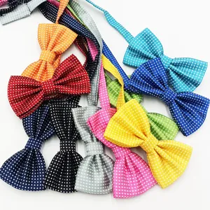 Colorful polka dot men bow tie set for wedding groom business formal suit polyester silk main