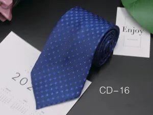 Men's blue jacquard business necktie, classic design for formal office and professional interviews.